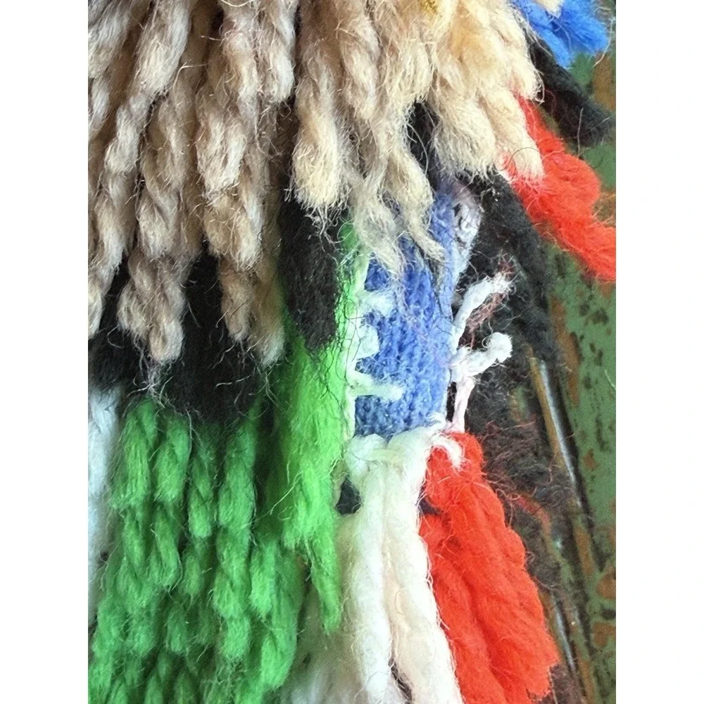 Vintage Latch Hook‎ Bear With Scarf Stocking 16
